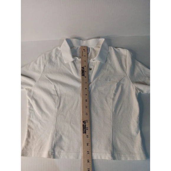 Outdoor Voices White Preppy Crop Active Gym Sporty Logo Polo Medium - Picture 4 of 10